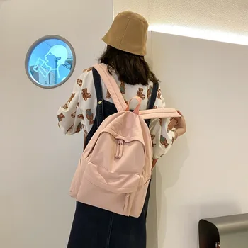 Однотонный Рюкзак для женщин 2023, Новые школьные сумки Большой емкости, японские упрощенные подростковые сумки Harajuku Mochila