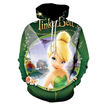 Толстовки с капюшоном Disney Tinker Bell, мужские и женские модные повседневные крутые пуловеры для мальчиков и девочек, уличная одежда в стиле харадзюку, толстовки