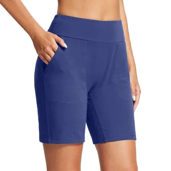 Женские шорты, повседневные спортивные спортивные шорты для бега длиной до колен с карманами