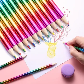 Бумага 3шт, радужные карандаши, 4 цвета в 1, градиентные мелки, канцелярские принадлежности для школы и офиса, принадлежности для письма и рисования