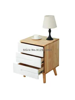 Прикроватный столик полностью изготовлен из массива дерева и оснащен небольшой мини-тумбочкой simple modern Nordic с узким местом для хранения в простой спальне