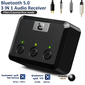Оптический коаксиальный беспроводной аудиоприемник Bluetooth 5.0 HD aptX HD 3,5 мм Адаптер Aux Bluetooth-приемника для автомобильных динамиков телевизора