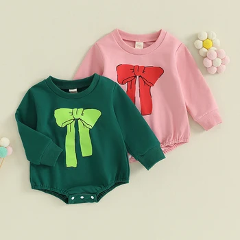 Весенне-осенняя Детская одежда для девочек, хлопковый комбинезон для маленьких девочек, комбинезон с милым бантом для маленьких девочек, комбинезоны для новорожденных, одежда