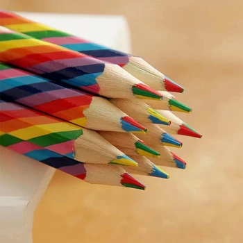 4 шт./упак. Kawaii 4 цвета, Концентрические радужные карандаши, набор цветных карандашей, художественные школьные принадлежности для рисования граффити