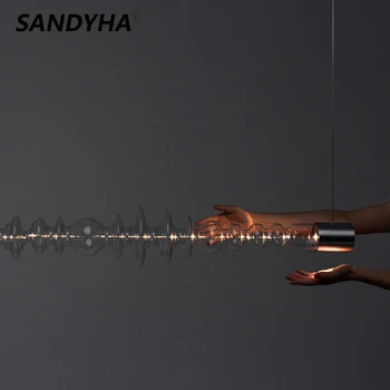 Современная минималистичная стеклянная люстра SANDYHA с длинной полосой, персонализированный дизайн, светодиодная лампа для столовой, Барный остров, домашний подвесной светильник