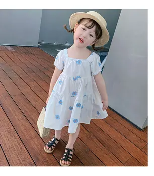 Летнее платье принцессы для маленьких девочек, повседневные детские платья для девочек, детские платья с короткими рукавами для детей
