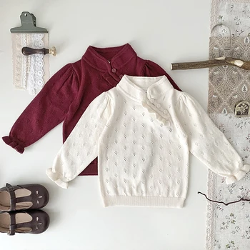 Осенние свитера для девочек Chi-pao, зимние свитера для маленьких девочек в китайском стиле, пуловеры для маленьких девочек, свитера, одежда