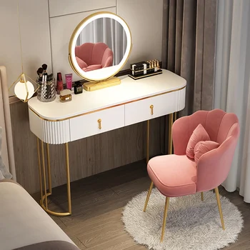 Классический Контейнерный Туалетный столик с выдвижным ящиком для стула со светодиодной подсветкой для туалетного столика в гостиной, шкафов для прически в гостиной, мебели для спальни