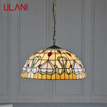 Стеклянный подвесной светильник ULANI Tiffany с креативным рисунком, Винтажный Подвесной светильник, декор для дома, столовой, спальни, отеля