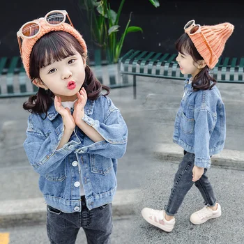 Джинсовая куртка для девочек, весенний наряд, новая корейская версия детской куртки в западном стиле, детский весенне-осенний однотонный универсальный топ
