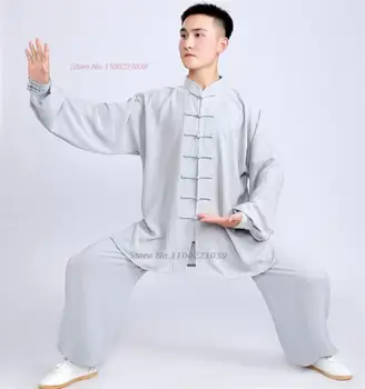 2023 китайская винтажная форма для боевых искусств, одежда для тайцзи, дышащая хлопчатобумажная льняная одежда для занятий ушу, комплект топ + брюки для кунг-фу