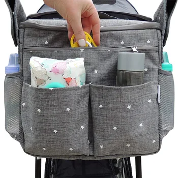 Новый Многофункциональный рюкзак для детских подгузников, Сумка для подгузников для мамы, Серо-черные Аксессуары для коляски для беременных,