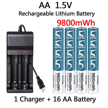 Батарейка типа АА 1,5 В, полимерная литий-ионная аккумуляторная батарея, батарейка типа АА для дистанционного управления, мышь, вентилятор, Электрическая игрушка с USB-зарядным устройством