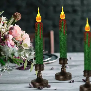 Светодиодная Лампа-Свеча Реалистичные Мерцающие Светодиодные Свечи для Декора Рождественской вечеринки Набор из 3 Беспламенных Электронных Ночных Ламп