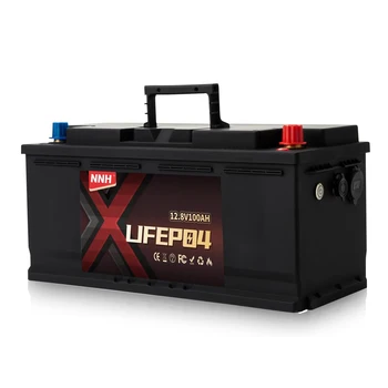 Батарея LiFePO4 NNH 12V 100Ah, Литиевая батарея мощностью 1280 Втч со 100 А BMS, МАКСИМАЛЬНАЯ Мощность 1280 Вт, Батарея глубокого цикла