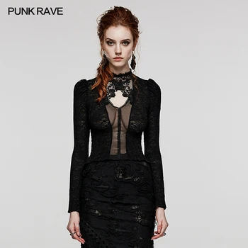 Панк-рейв-готическая Сексуальная Женская Черная футболка WT809, 2023 Новый дизайн, новый Arrrival