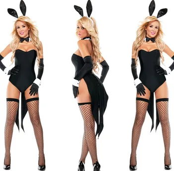 Сексуальный черный костюм кролика, корсет для девочки-кролика, комбинезон, боди для вечеринки в честь Хэллоуина, маскарадная форма для косплея