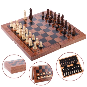 2021 Большие Магнитные Шахматные Наборы Высококачественный Деревянный Ящик Для Хранения Шахматной Доски С Запасным Шахматистом Складной для Путешествий Взрослые Детские Игры