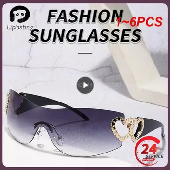 1 ~ 6ШТ Горячие Солнцезащитные Очки Y2k для Женщин Модные Цельные Солнцезащитные Очки Мужские Оттенки Спортивные Очки UV400 Eyewear