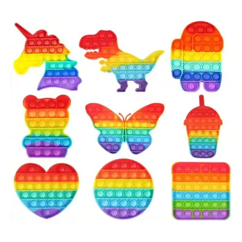 2023 Новые Поп-Сенсорные Игрушки Rainbow Dinosaur Fidget Toys Children Push Its Kawaii Аутизму Нужны Мягкие Игрушки Для Снятия стресса