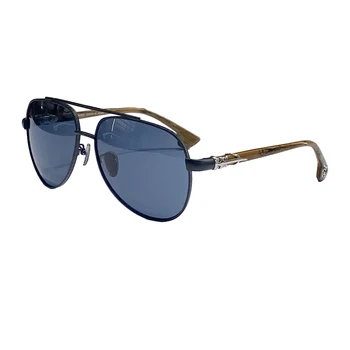 Солнцезащитные очки с двойным мостом в металлической индивидуальной оправе с овальными негабаритными линзами для Trendy2022 Classic Polarized Vintage Luxury Brand Desig
