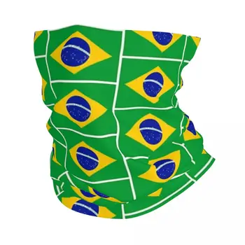 Бандана с национальным флагом Бразилии, шейный платок, маска с принтом, шарф, теплые головные уборы для верховой езды, для мужчин, женщин, для взрослых, можно стирать.