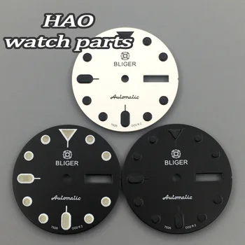 BLIGER29mm белый черный циферблат часов подходит для NH35 NH36 механизм подходит для заводной головки на 3 часа, заводная головка на 3,8 часа