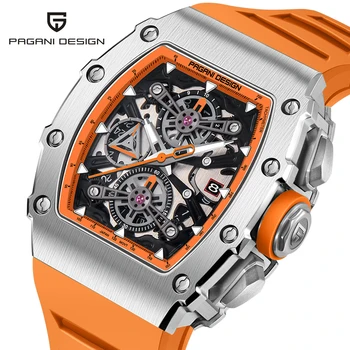 2023 Новые мужские часы PAGANI DESIGN, роскошные кварцевые часы для мужчин, хронограф, Спортивные, 10 бар, Водонепроницаемый силиконовый Reloj Hombre