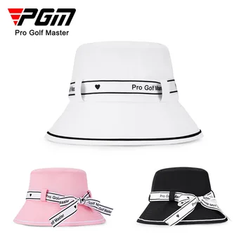 Женская шляпа для гольфа PGM с ремешком-бантом, Рыбацкая кепка с защитой от солнца и солнцезащитным кремом, дизайн внутренней полосы, впитывающей пот, MZ056