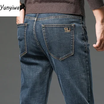 Весенне-летние хлопчатобумажные джинсы, мужские Классические Прямые джинсовые брюки в стиле ретро, стрейчевые Тонкие брюки для мужчин, Брендовая одежда Плюс размер 40