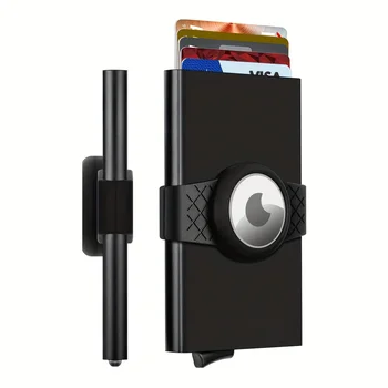 Мужской противоугонный кошелек, передний карман, RFID-блокирующий держатель для карт, минималистичный кошелек, кошелек из алюминиевого сплава, зажим для денег, кошелек с биркой Airtag