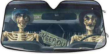 Автомобильный солнцезащитный козырек Qilmy для лобового стекла, Складной автомобильный солнцезащитный козырек для переднего стекла внедорожника, автомобильный череп Человека
