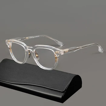 Винтажные очки с ацетатным хрусталем для мужчин и женщин, полная оправа, Квадратная Оптическая оправа для очков от близорукости, Фирменный дизайн, Очки по рецепту врача