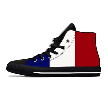 Франция Флаг Французской Республики, Патриотическая модная Повседневная тканевая обувь с высоким берцем, легкие дышащие Мужские и женские кроссовки с 3D-принтом.