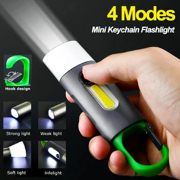 Портативные Мини-фонарики с сильным освещением, USB Перезаряжаемый брелок, Рабочий свет, кемпинг на открытом воздухе, Светодиодный фонарик, Водонепроницаемая лампа-факел