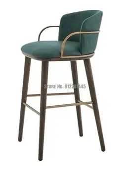 Роскошный барный стул Nordic Light, простой барный стул из массива дерева, стульчик для кормления в современном кафе, металлическое кольцо с подлокотником, барный стул