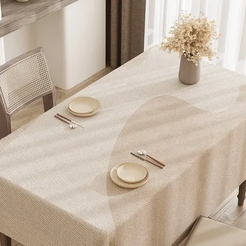 Водонепроницаемая ткань для обеденного стола из хлопка и пеньки в деревянном стиле, прямоугольная скатерть для чайного стола