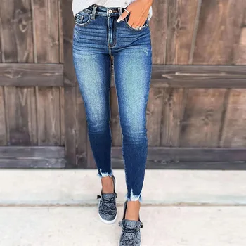 Женские джинсы с высокой талией, рваные обтягивающие джинсы, женские модные джинсовые брюки 2023 года, уличная винтажная одежда 90-х, женская мода