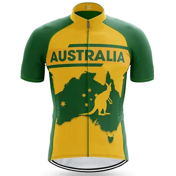 Велосипедная майка Team AU с коротким рукавом, дорожная одежда, велосипедная рубашка, дышащий велосипед для мотокросса, зеленый флаг Великой Австралии