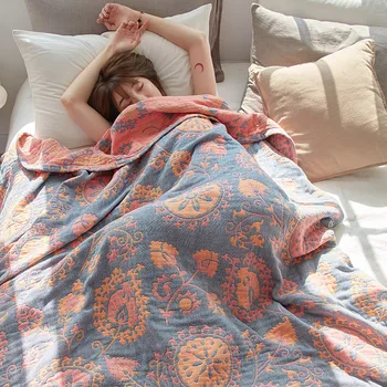 Скандинавское покрывало хлопчатобумажное марлевое полотенце летнее одеяло для кондиционирования воздуха, покрывало для кровати с двойным ворсом, бохо домашний декор, полотенце для дивана