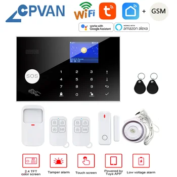 CPVAN Tuya Smart WIFI GSM Домашняя Сигнализация Работает С Alexa Домашняя Защита от Взлома Детектор Движения Датчик Двери Окна