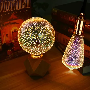 Настольные лампы С красочным эффектом Фейерверка, светодиодный 3D-светильник, винтажные лампы, 3D-лампа 110 В - 240 В, ночник для домашнего бара, Рождественское украшение