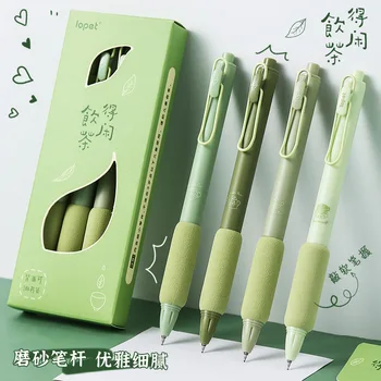 4 шт./упак. Гелевая ручка Green Series 0,5 мм для студентов, мягкая ручка для письма, Черная Сменная канцелярская ручка, Офисные школьные принадлежности