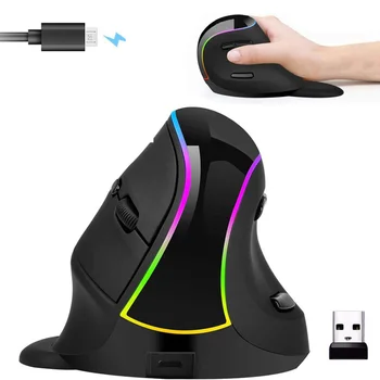 SeenDa USB Вертикальная беспроводная мышь Перезаряжаемая Эргономичная мышь для правой руки Игровая для портативного компьютера геймера Мышь с RGB подсветкой