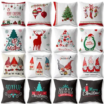 Рождественский набор подушек, Рождественская елка, старик, Персиковая кожа, цифровая печать, диванная подушка, подушка