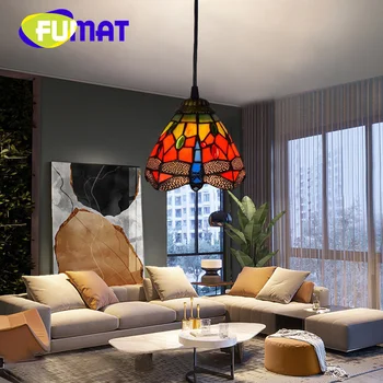 Люстра из витражного стекла FUMAT Tiffany, декор в европейском винтажном стиле, ресторан, кафе, спальня, подвесной светильник