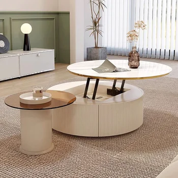 Круглый журнальный столик современного дизайна для гостиной, журнальные столики премиум-класса для хранения вещей, Белый эстетичный стол Basse Мебель для дома