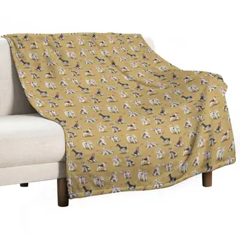 Плед с фокстерьером, клетчатое одеяло для дивана, пушистое одеяло