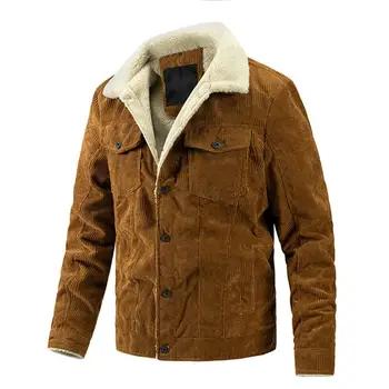 Высококачественные куртки 2023 года, мужская зимняя плюс бархатная куртка, Вельветовая повседневная куртка, Корейская модная однотонная хлопковая куртка