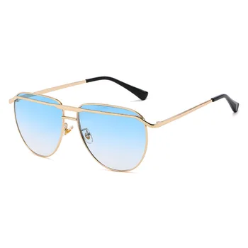 Солнцезащитные очки с двойным лучом роскошного бренда Мужские солнцезащитные очки в металлической оправе овальной формы Женские модные очки для вождения UV400